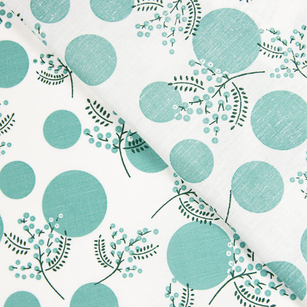 Popeline Algodão Flores Japão Verde - Ribes y Casals