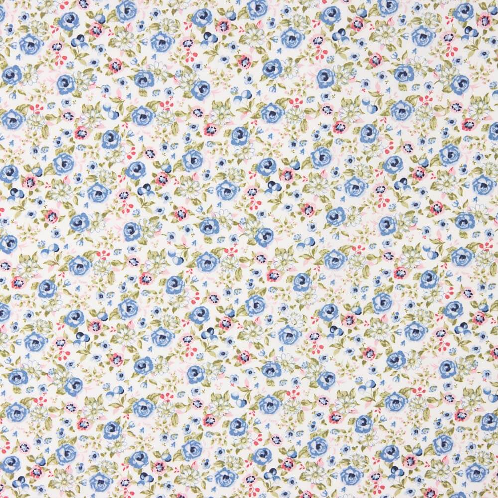 Popeline Algodão Orgânico Flor Celeste - Ribes y Casals