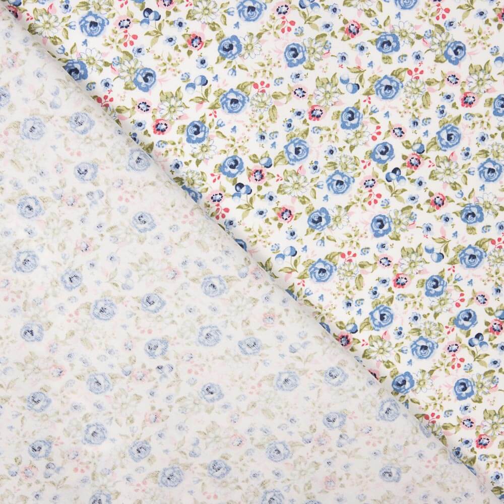 Popeline Algodão Orgânico Flor Celeste - Ribes y Casals