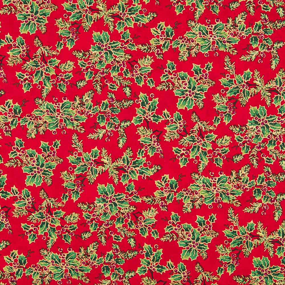 Algodão Natal Ramo Azevinho Vermelho - Ribes y Casals