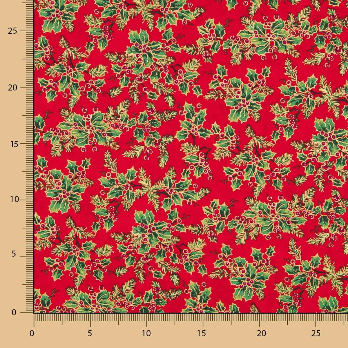 Algodão Natal Ramo Azevinho Vermelho - Ribes y Casals