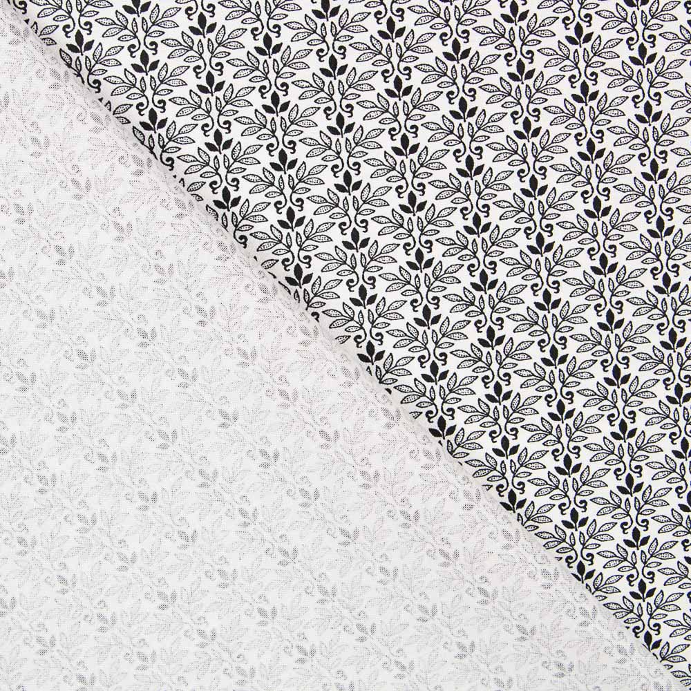 Algodão Patchwork Tri Leaf Preto - Ribes y Casals