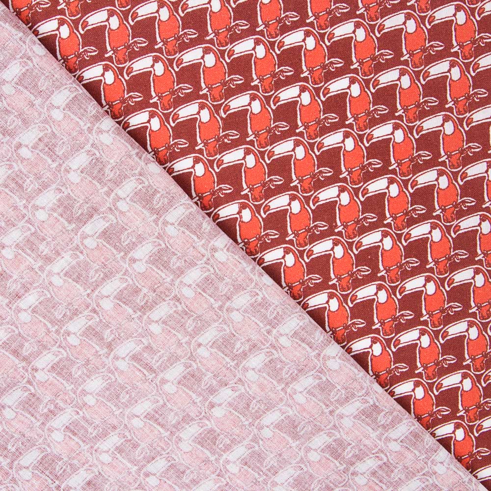 Algodão Popeline Tucano Vermelho - Ribes y Casals