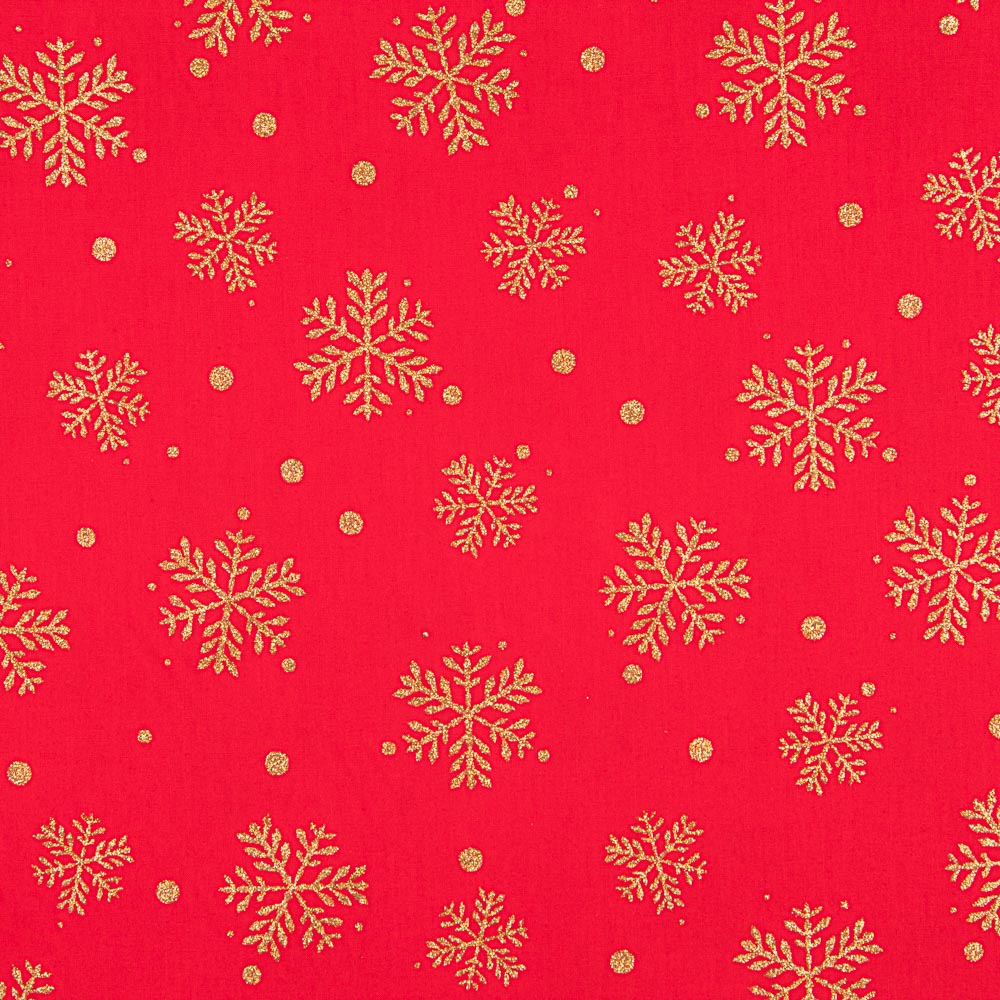 Algodão Vermelho Estrela Natal Ouro - Ribes y Casals