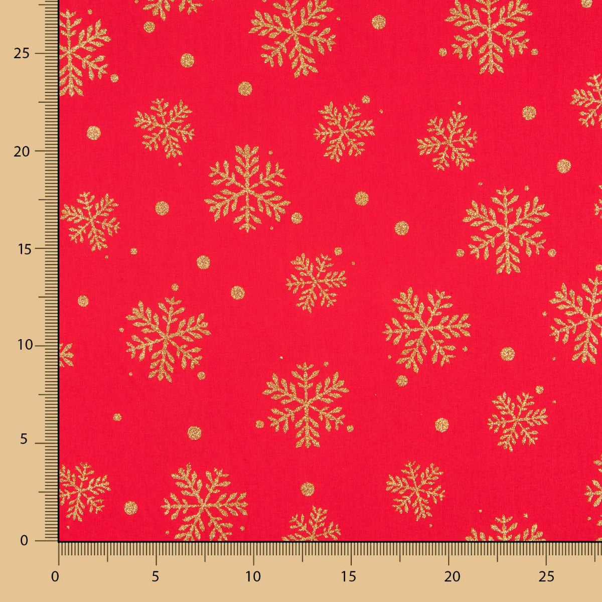 Algodão Vermelho Estrela Natal Ouro - Ribes y Casals