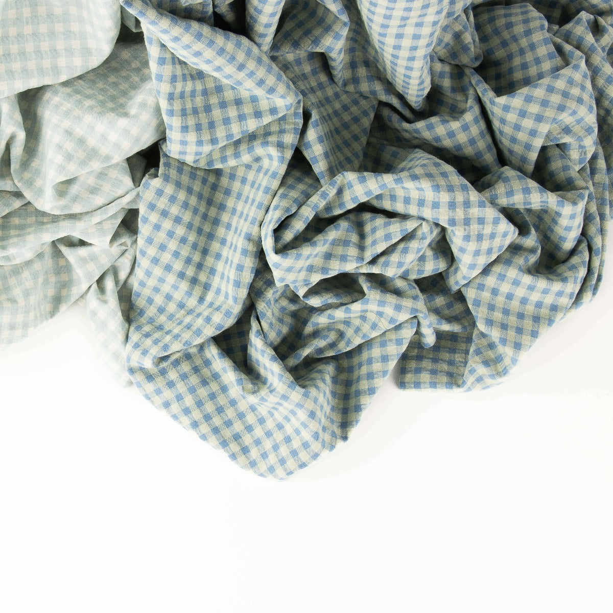 Algodão Seersucker Quadrado Médio Azul Médio/Verde - Ribes y Casals