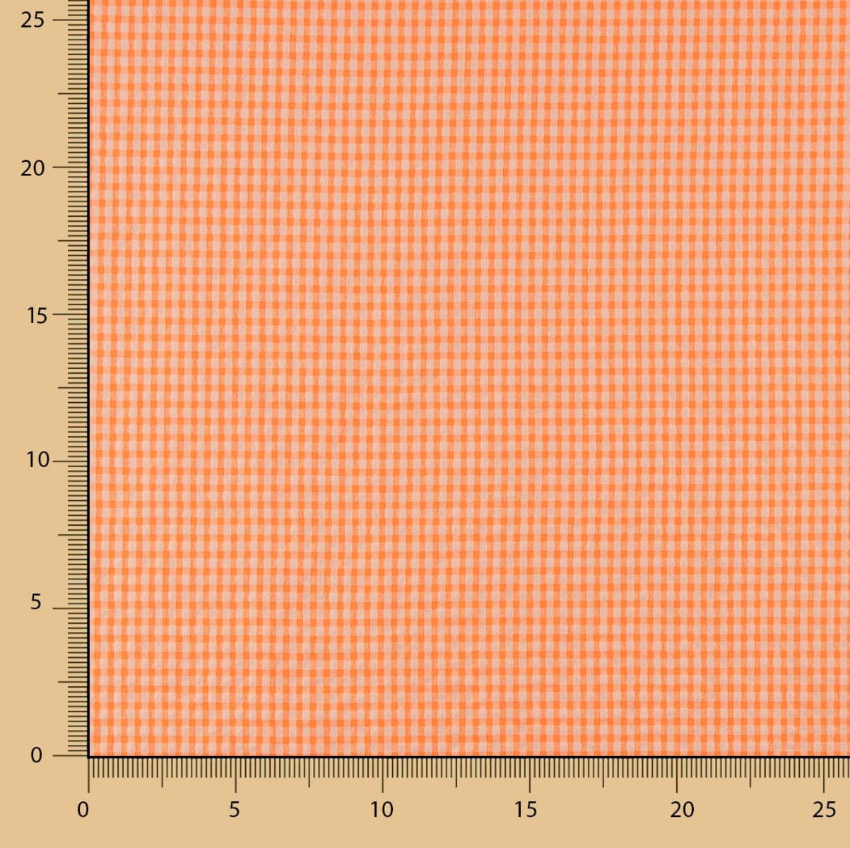 Algodão Seersucker Xadrez Mini Laranja Fluor - Ribes y Casals