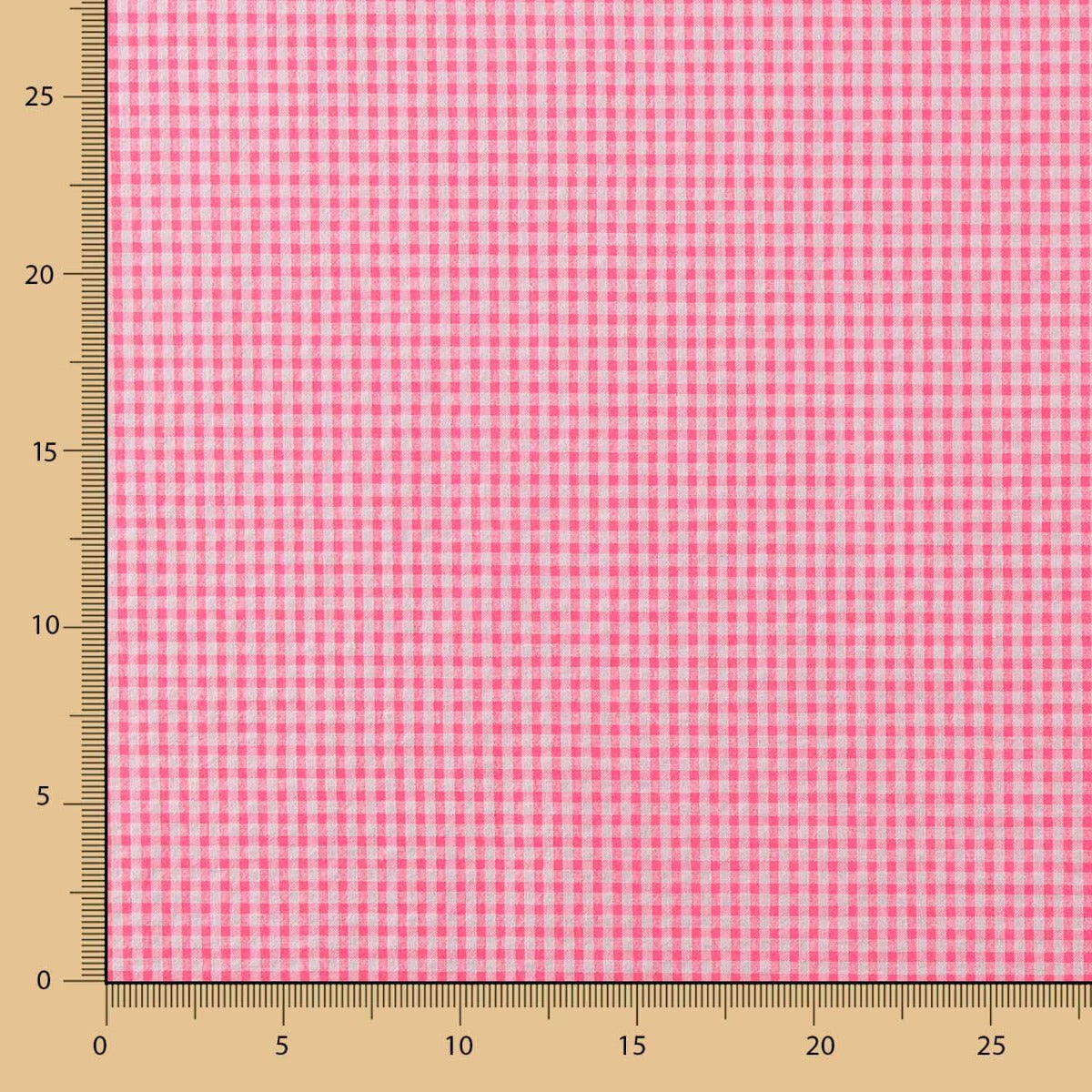 Algodão Seersucker Xadrez Mini Rosa Fluor - Ribes y Casals