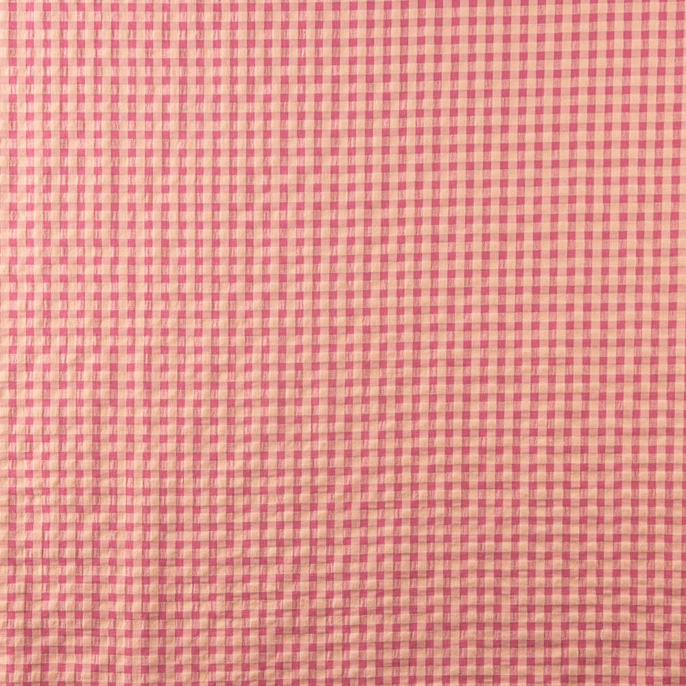 Algodão Seersucker Xadrez Rosado - Ribes y Casals