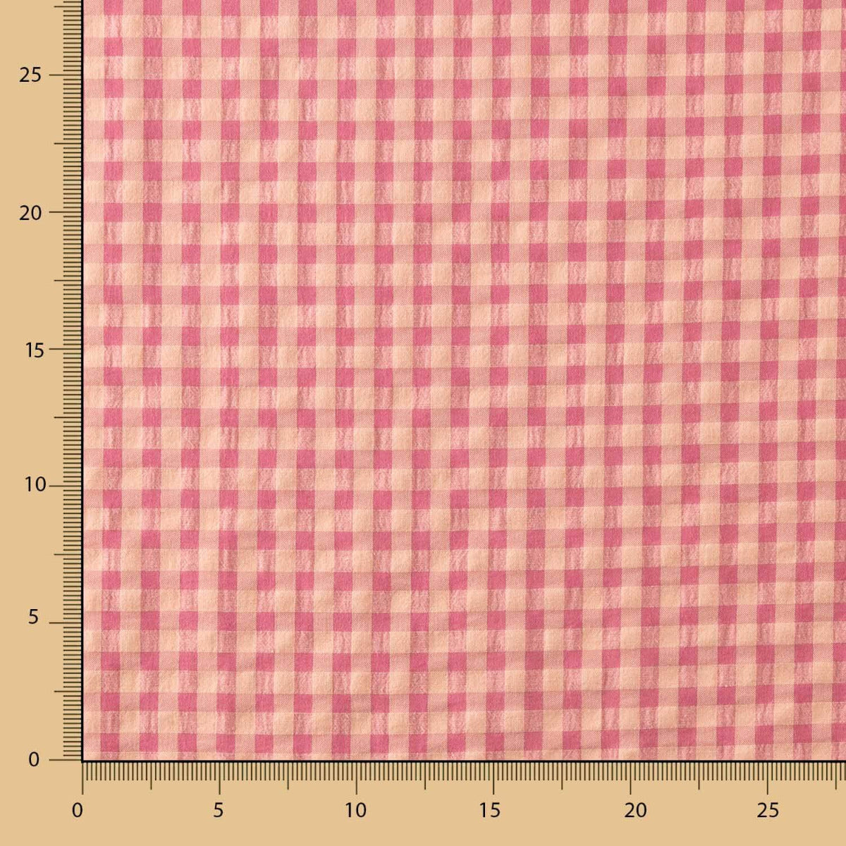 Algodão Seersucker Xadrez Rosado - Ribes y Casals