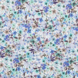 Algodão Elastano Floral Azul - Ribes y Casals
