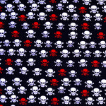 Algodão Estampado Caveiras Vermelho - Ribes y Casals