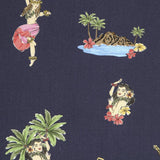 Tecido de Algodão Hawaiana Azul Marinho - Ribes y Casals