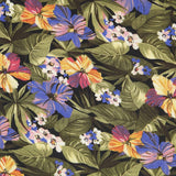 Tecido de Algodão Hibíscus Preto - Ribes y Casals