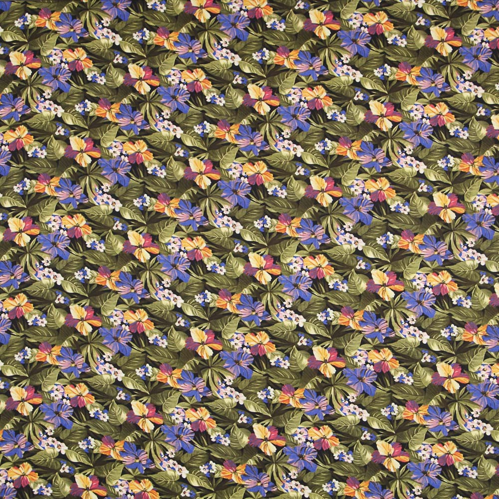 Tecido de Algodão Hibíscus Preto - Ribes y Casals