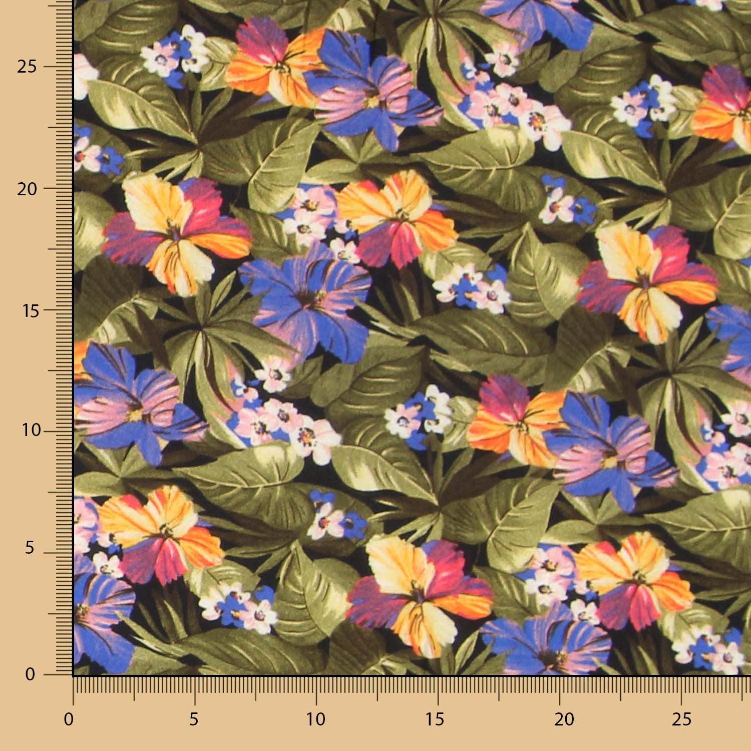 Tecido de Algodão Hibíscus Preto - Ribes y Casals