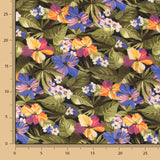 Tecido de Algodão Hibíscus Preto - Ribes y Casals