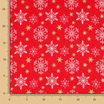 Algodão Natal Dourado Estrelas Vermelho - Ribes y Casals