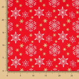 Algodão Natal Dourado Estrelas Vermelho - Ribes y Casals