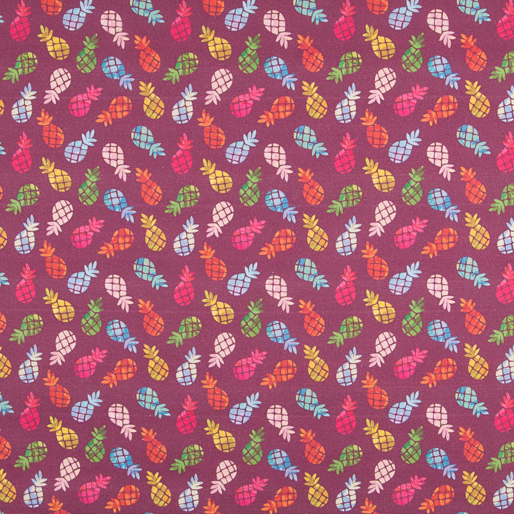 Algodão Popeline Ananás Borgonha - Ribes y Casals