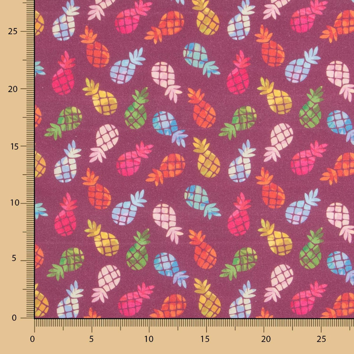 Algodão Popeline Ananás Borgonha - Ribes y Casals