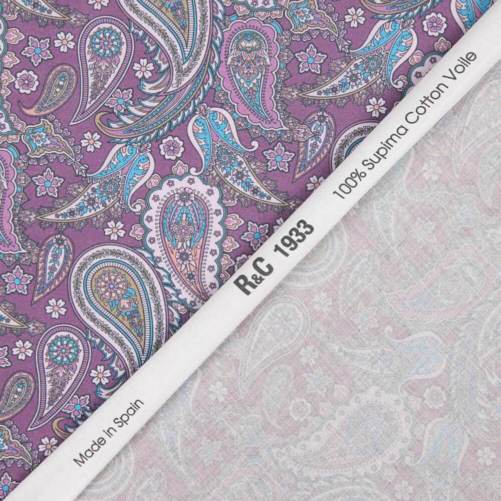Voile Algodão Supima Caxemira Roxo - Ribes y Casals