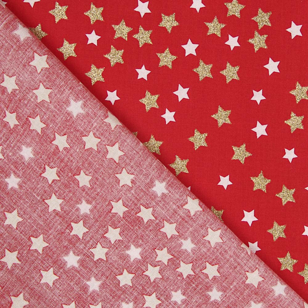 Algodão Estrelas Natal Lacado Ouro - Ribes y Casals