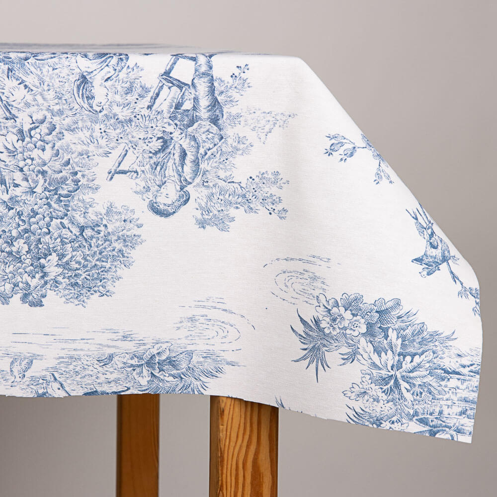 Toalha de Mesa Resinada Anti-Manchas Toile de Jouy Azul - Ribes y Casals