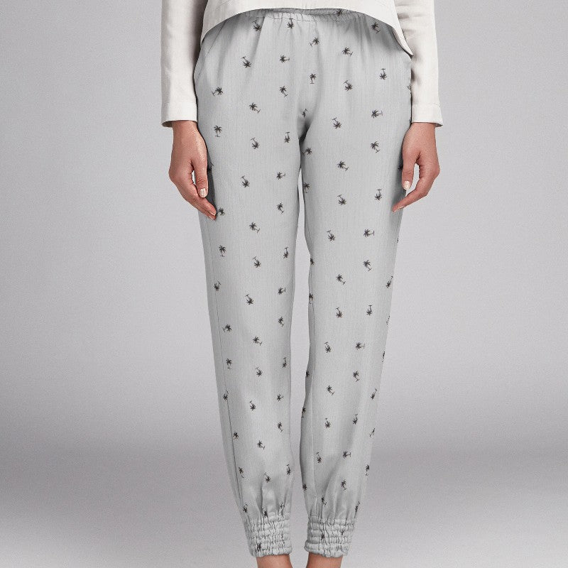 Bambula Algodão Palmeiras Cinza - Ribes y Casals