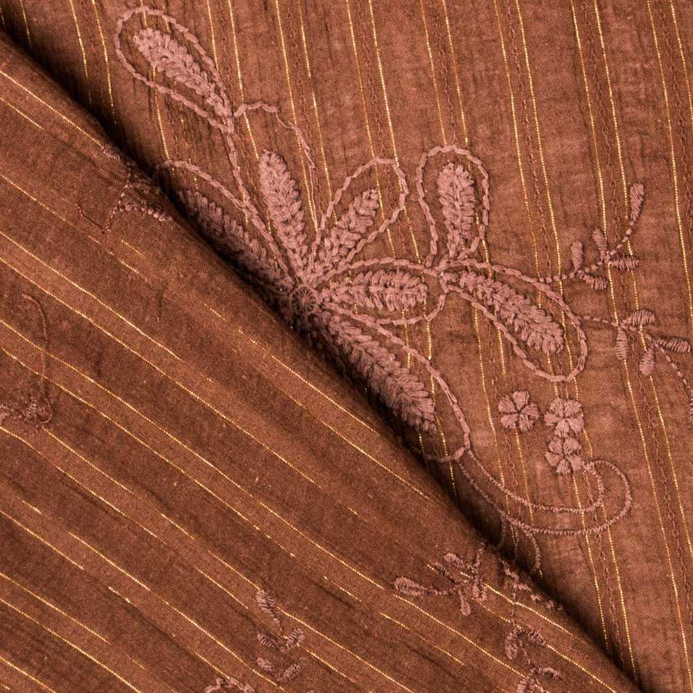 Bambula Poliester Bordado Lurex Marrón - Ribes y Casals