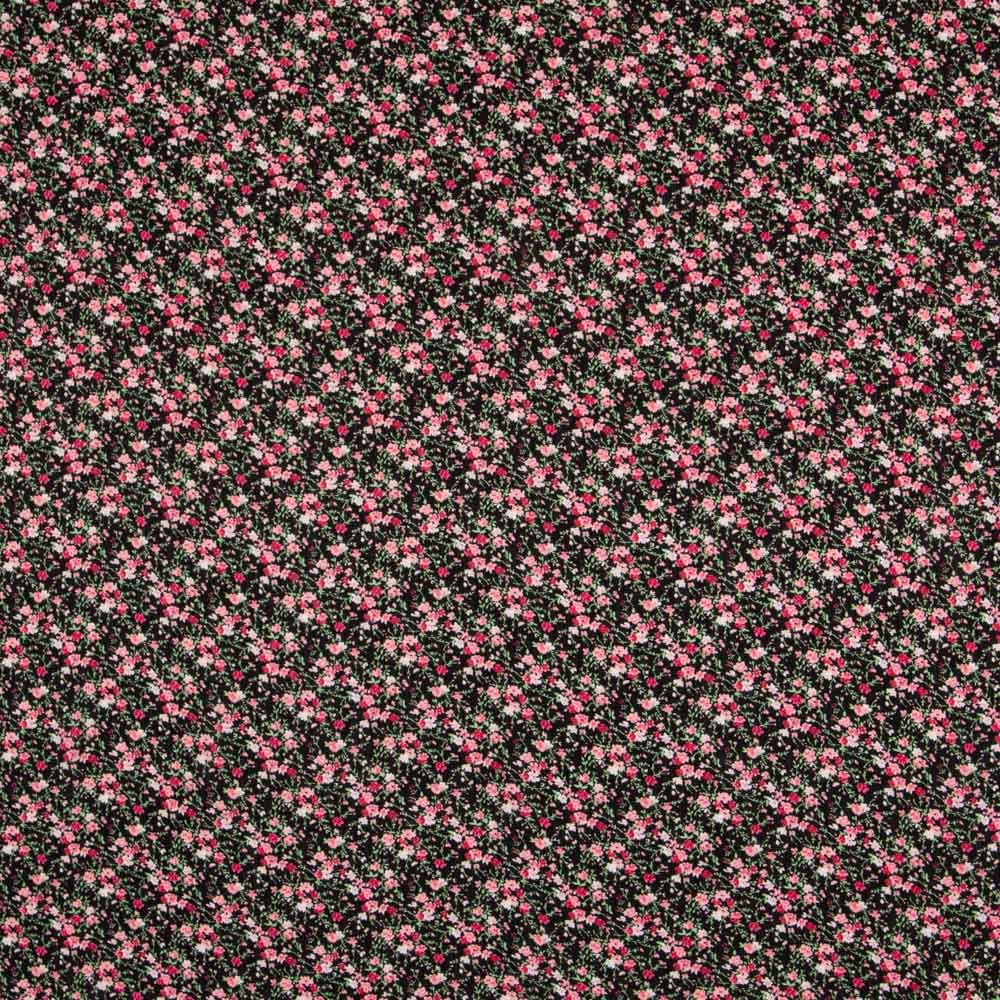 Viscose Faixas Florais Preta - Ribes y Casals