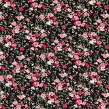 Viscose Faixas Florais Preta - Ribes y Casals