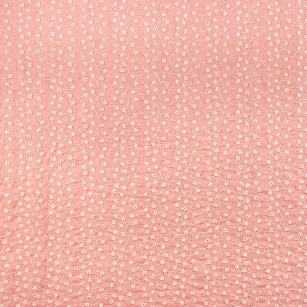 Bambula Algodão Bordado Suíço Coral - Ribes y Casals