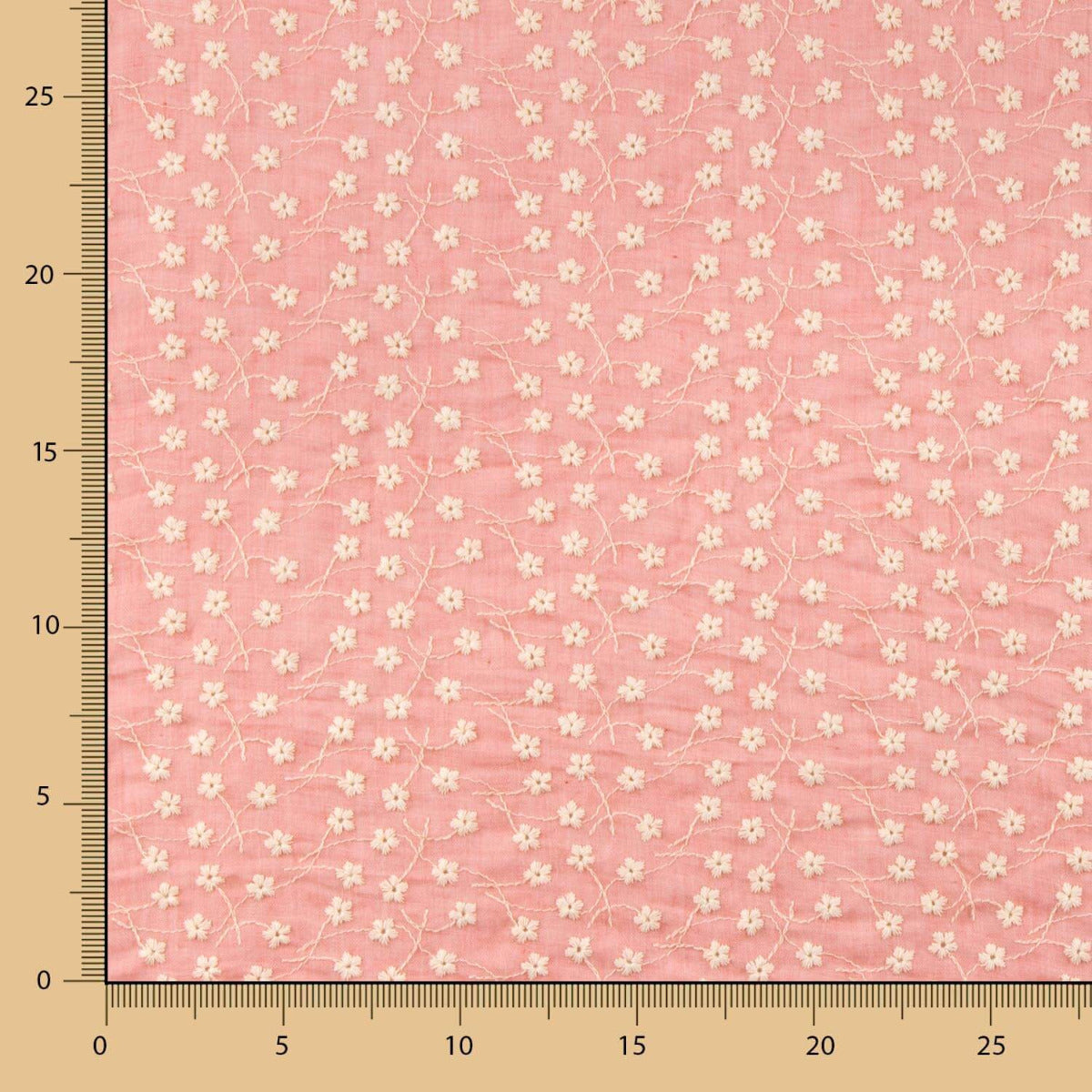 Bambula Algodão Bordado Suíço Coral - Ribes y Casals