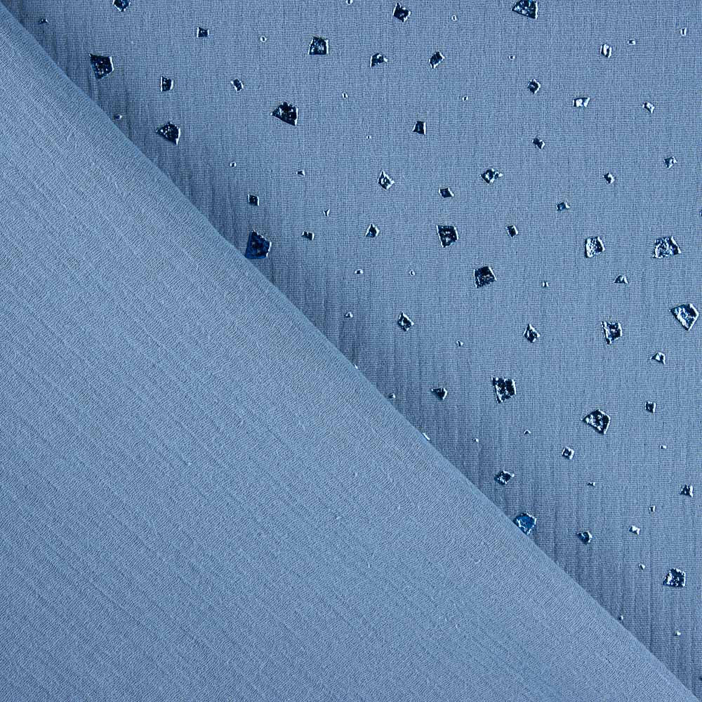 Musselina Algodão Manchado Lurex Azulão - Ribes y Casals
