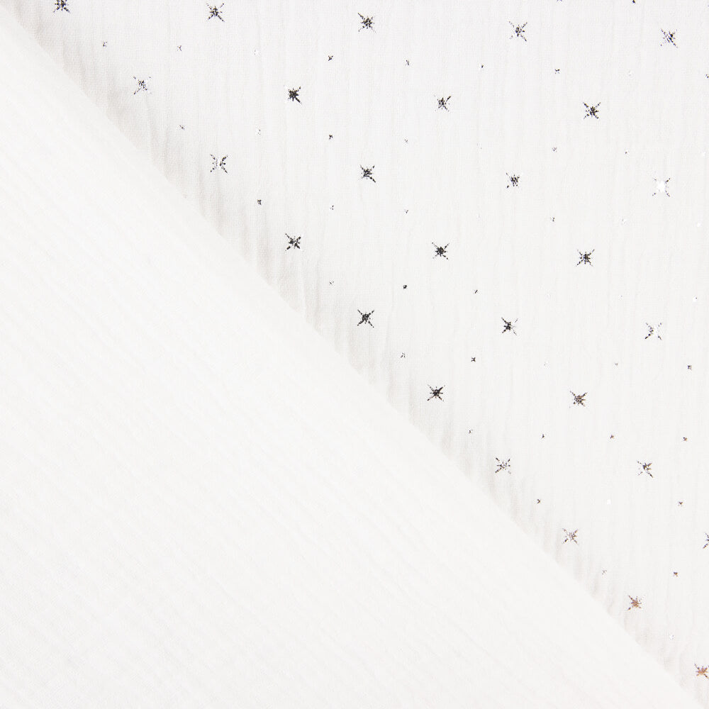 Musselina Algodão Estrelas Lurex Branco - Ribes y Casals