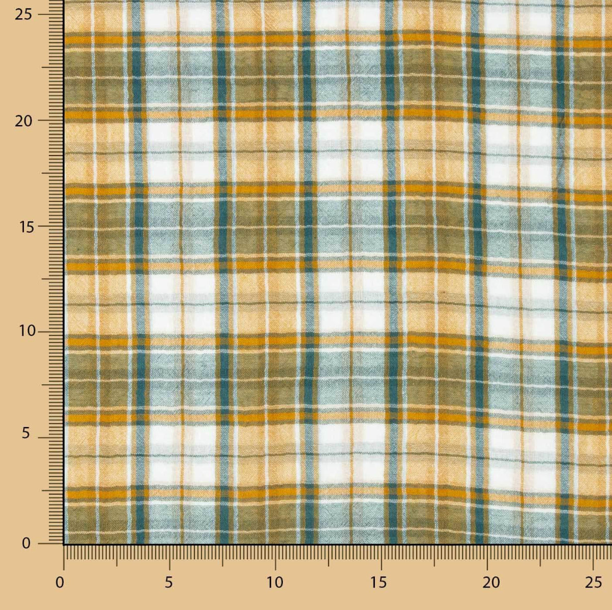 Dupla Gaze Vichy Reversível Verde-Ocre - Ribes y Casals