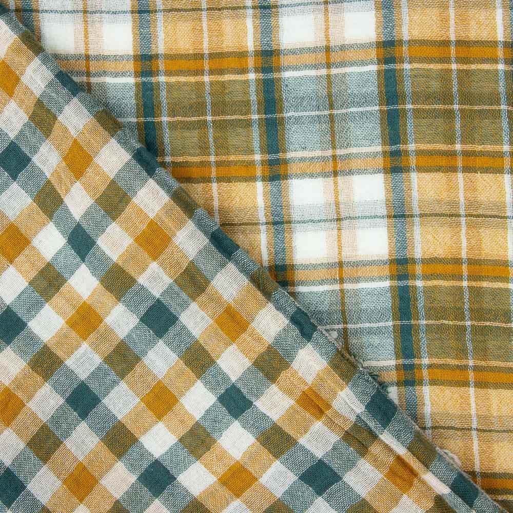 Dupla Gaze Vichy Reversível Verde-Ocre - Ribes y Casals