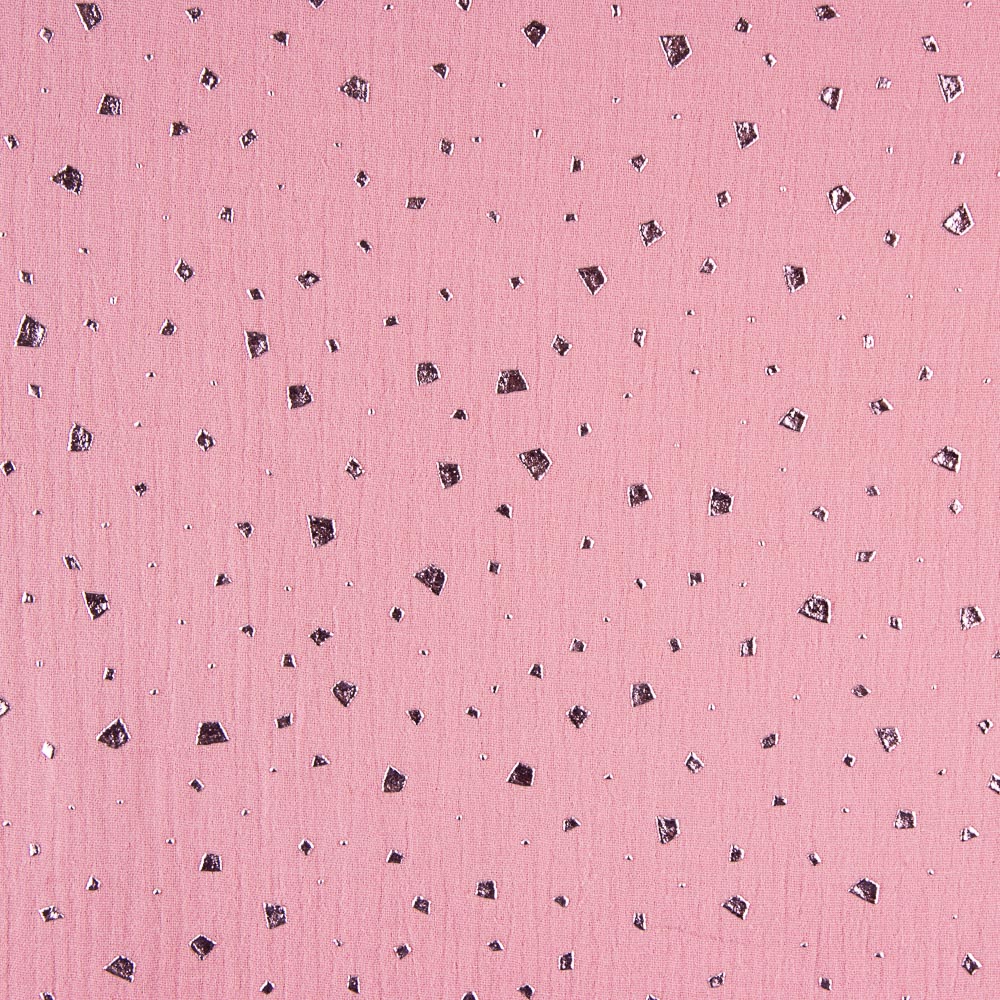 Musselina Algodão Manchado Lurex Rosa - Ribes y Casals