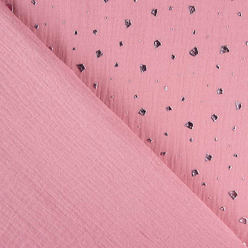 Musselina Algodão Manchado Lurex Rosa - Ribes y Casals