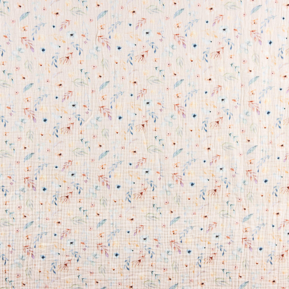 Musselina Algodão Camel Flores - Ribes y Casals