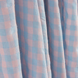 Algodão misturado com seersucker Vichy – Azul suave e rosa - Ribes y Casals