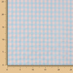 Algodão misturado com seersucker Vichy – Azul suave e rosa - Ribes y Casals