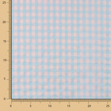 Algodão misturado com seersucker Vichy – Azul suave e rosa - Ribes y Casals