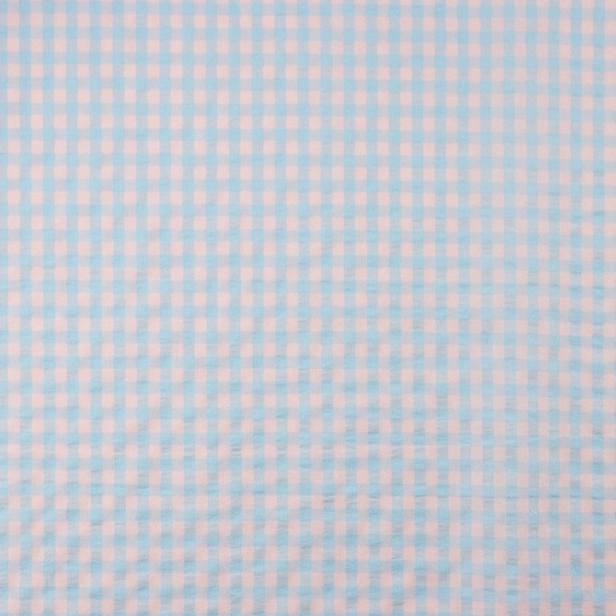 Algodão misturado com seersucker Vichy – Azul suave e rosa - Ribes y Casals