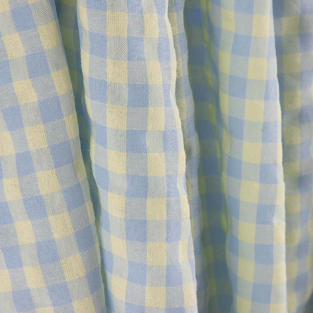 Algodão misturado com seersucker Vichy – Verde suave e azul - Ribes y Casals