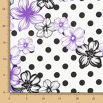 Tecido Bi-Stretch Flor Bolinhas Mix Malva - Ribes y Casals