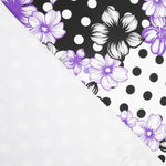 Tecido Bi-Stretch Flor Bolinhas Mix Malva - Ribes y Casals