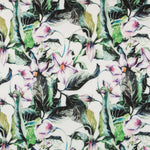 Retal Bielástico Tropical Fondo Blanco 135x150 cm - Ribes y Casals