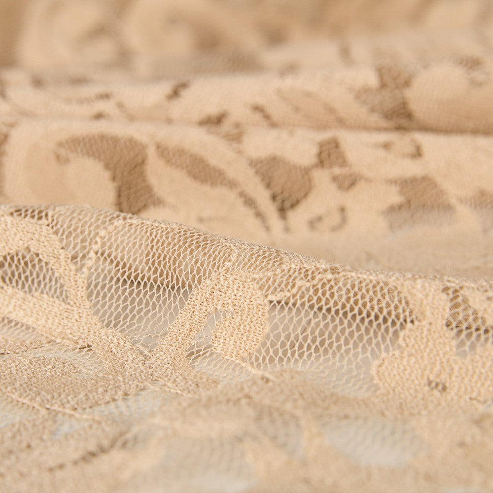 Renda com elástano Flores Nude - Ribes y Casals